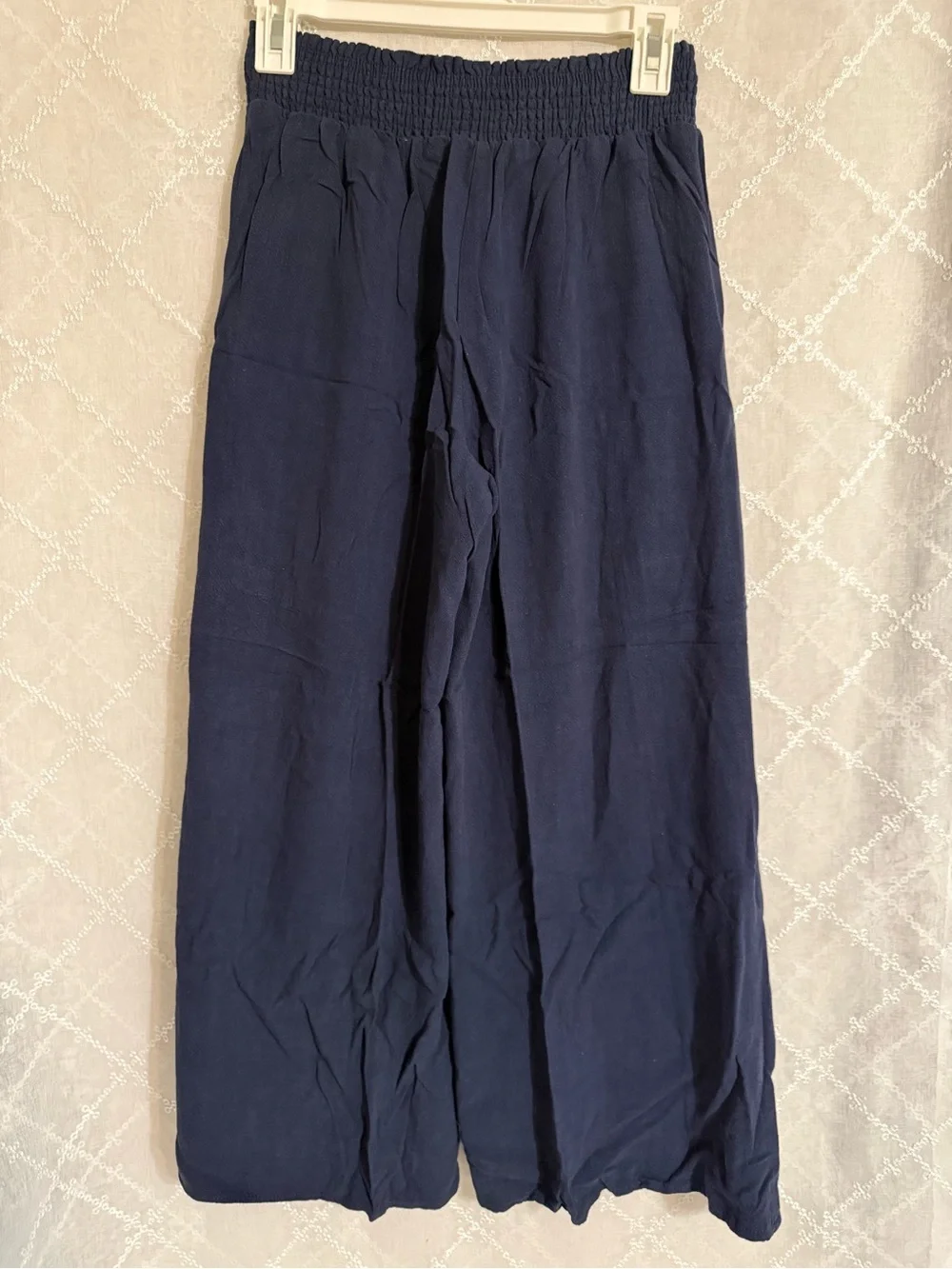 Wide Leg Elastic Waist Men’s Pants - Navy